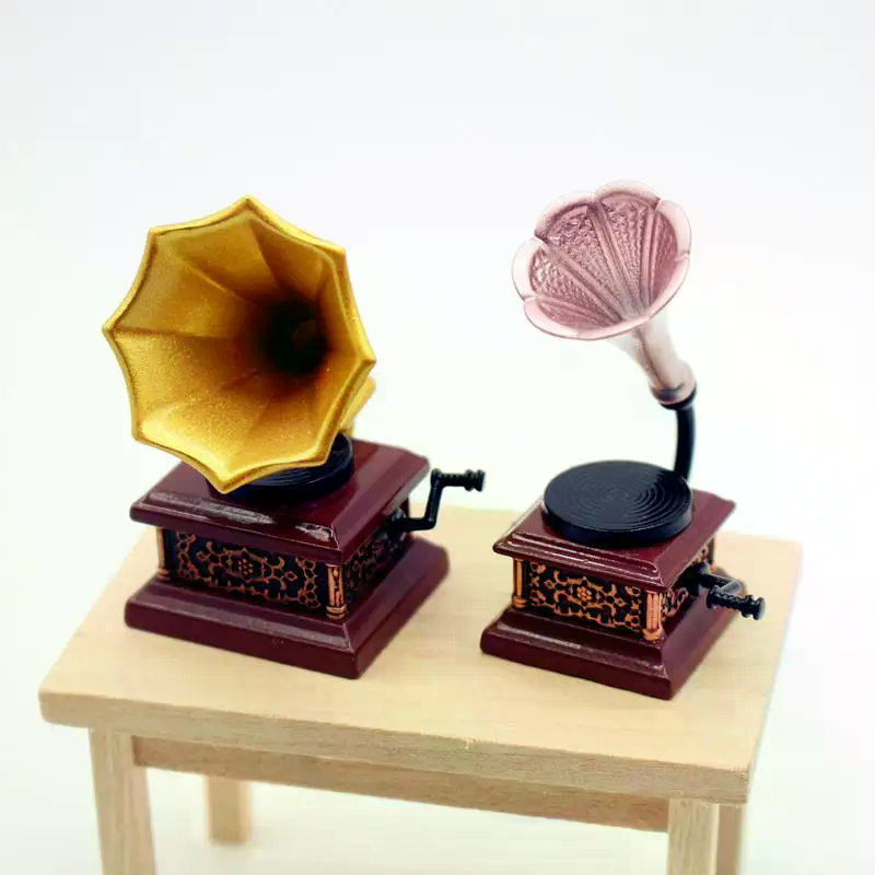 Diy Electronics Housing - Dollhouse Vintage Phonograph Miniatures Model Living